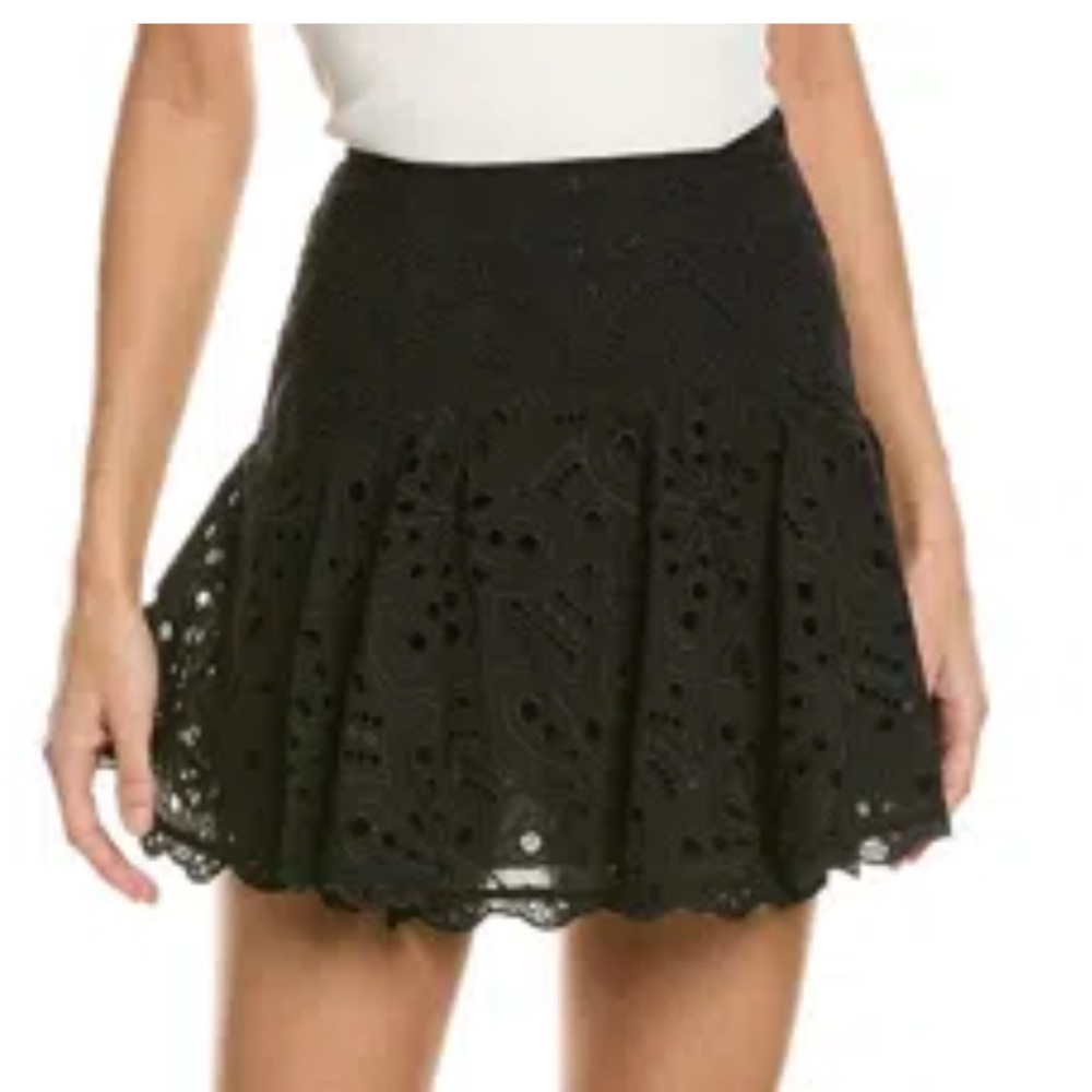 Charo Ruiz Black Mini Skater Skirt with Cut Out Ruffles